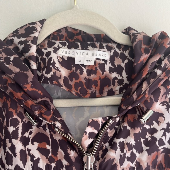 VERONICA BEARD Sibila Anorak Rain Jacket Brown Leopard Size Medium - Picture 3 of 5